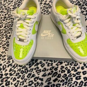 Nike Kids Air Force 1 Sneakers - White and Neon Green